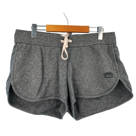 Roots Sweat Shorts Womens Large Grey Salt and Pepper Midrise Cotton Athleisure - Picture 7 of 7